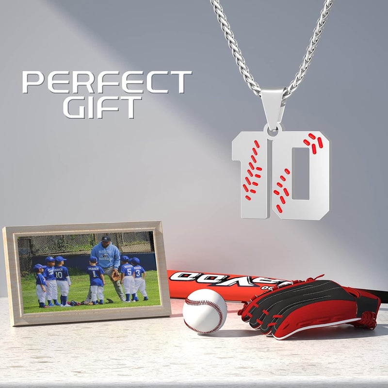 Wikavanli Personalized Baseball Jersey Number 00-99 Necklace - Stainless Steel Baseball Chain Pendant Necklace - Team Jewelry Gift for Boys, Girls, Men, Women - Image 4